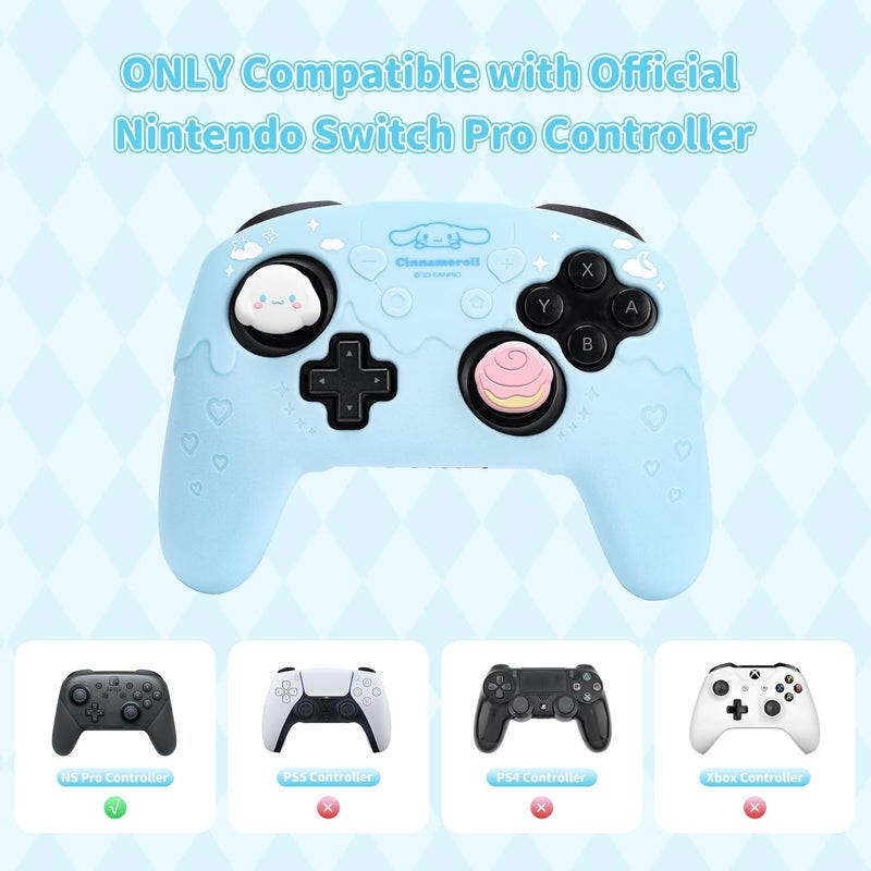Kuitmor Protective Case for Switch Pro Controller, Soft Silicone Skin Cover, Anti-Slip Controller Grip with 2 Thumb Grip Caps and 1 Sticker - Image 2